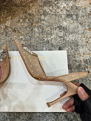 Amina Muaddi Camelia Sling 95 Beige Polka-Dot Lace - 2