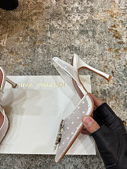 Amina Muaddi Begum Sling 95 White Polka-Dot Lace - 4