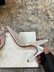 Amina Muaddi Begum Sling 95 White Polka-Dot Lace - 5