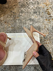 Amina Muaddi Begum Sling 95 Beige Polka-Dot Lace - 5