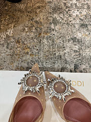 Amina Muaddi Begum Sling 95 Beige Polka-Dot Lace - 6