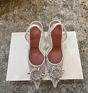 Amina Muaddi Begum Sling 95 White Polka-Dot Lace - 1