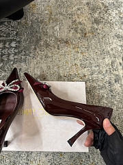 Jimmy Choo Auria 70 Deep Merlot Soft Spazzolato Pumps with Satin and Crystal Bows - 4