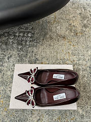 Jimmy Choo Auria 70 Deep Merlot Soft Spazzolato Pumps with Satin and Crystal Bows - 2