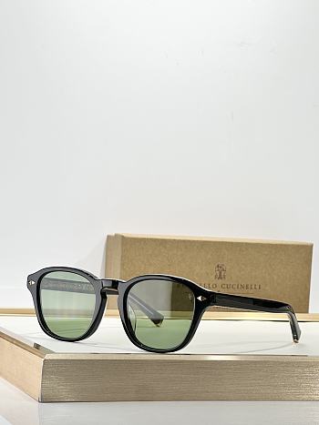 Brunello Cucinelli BC4006S Sunglasses Black Acetate Green Lenses
