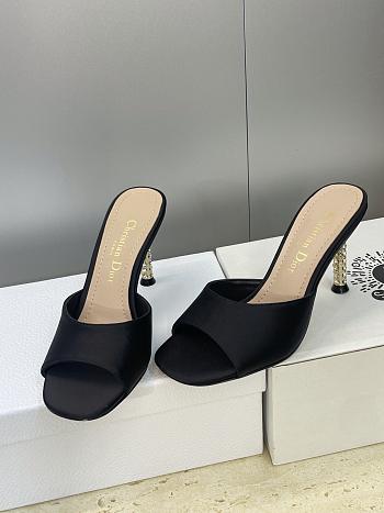 Dior Icon Heeled Slide Black Satin 8cm