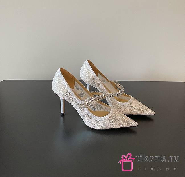 Jimmy Choo Bing Pump 65 Lace Pumps with Crystals - 1