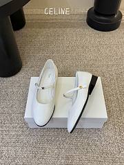 Celine City Mary Jane Ballerina In Glossy Calfskin Ultra White - 2