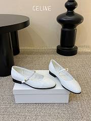 Celine City Mary Jane Ballerina In Glossy Calfskin Ultra White - 3