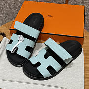 Hermes Chypre Sandals Blue Epsom - 3