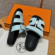 Hermes Chypre Sandals Blue Epsom - 4