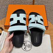 Hermes Chypre Sandals Blue Epsom - 5