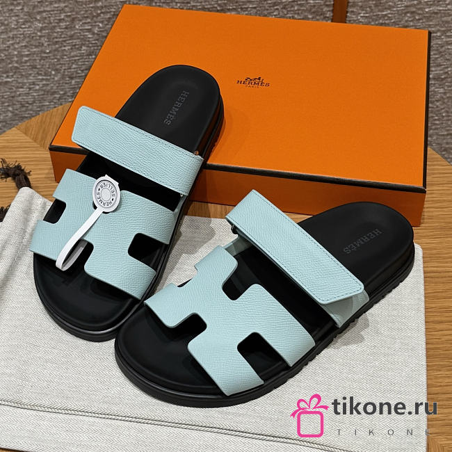 Hermes Chypre Sandals Blue Epsom - 1