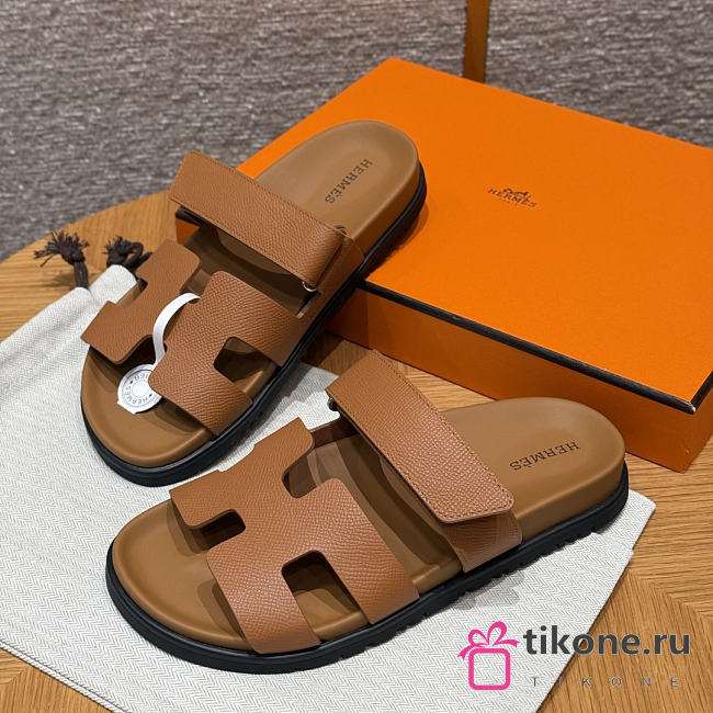Hermes Chypre Sandals Full Brown Epsom - 1
