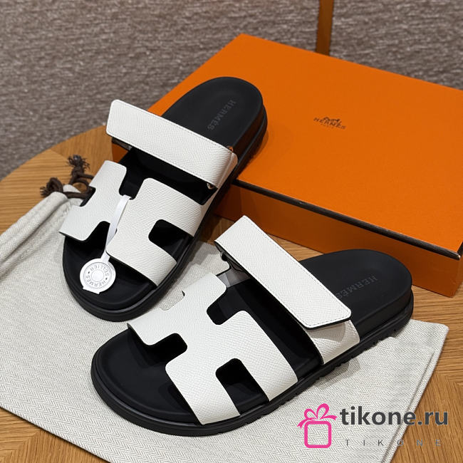 Hermes Chypre Sandals White Epsom - 1
