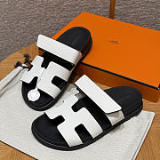 Hermes Chypre Sandals White Epsom - 5