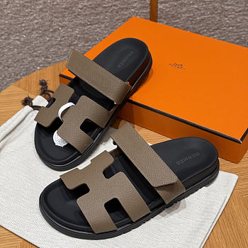 Hermes Chypre Sandals Etoupe Epsom