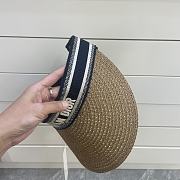 Dior D-Ocean Visor with Mitzah Straw with Blue and White Embroidered Band - 5