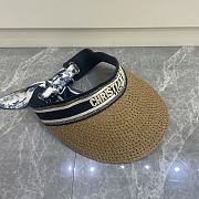 Dior D-Ocean Visor with Mitzah Straw with Blue and White Embroidered Band - 3