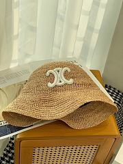Celine Triomphe Bucket Hat In Raffia Natural/Cream - 6