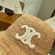 Celine Triomphe Bucket Hat In Raffia Natural/Cream - 2