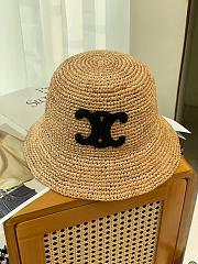 Celine Triomphe Bucket Hat In Raffia Natural/Black - 1
