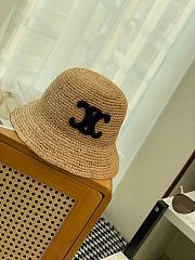 Celine Triomphe Bucket Hat In Raffia Natural/Black - 6