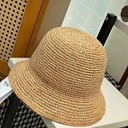 Celine Triomphe Bucket Hat In Raffia Natural/Black - 3