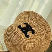 Celine Triomphe Bucket Hat In Raffia Natural/Black - 2