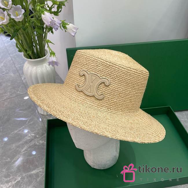 Celine Triomphe Hat In Raffia Natural - 1