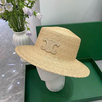Celine Triomphe Hat In Raffia Natural