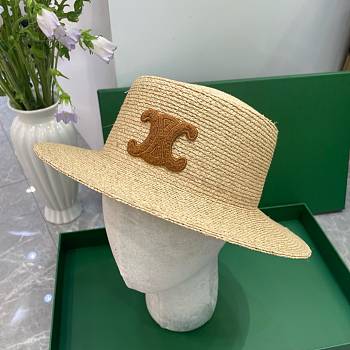 Celine Triomphe Hat In Raffia Natural/ Brown