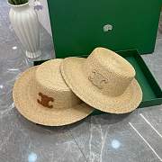 Celine Triomphe Hat In Raffia Natural/ Brown - 3