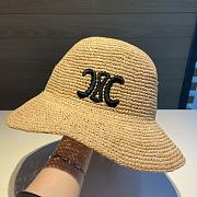 Celine Triomphe Bucket Hat In Raffia Miel - 6