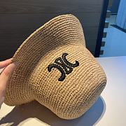 Celine Triomphe Bucket Hat In Raffia Miel - 3