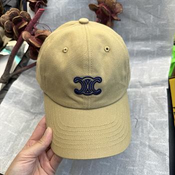 Celine Vivienne Cap in Cotton Twill Beige/Blue