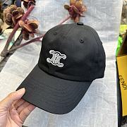 Celine Vivienne Cap in Cotton Twill Black/White - 5