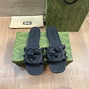 Gucci Women's Interlocking G Slide Sandal In Black Rubber - 1