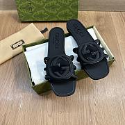 Gucci Women's Interlocking G Slide Sandal In Black Rubber - 6