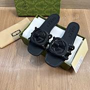 Gucci Women's Interlocking G Slide Sandal In Black Rubber - 3