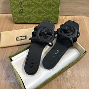 Gucci Women's Interlocking G Slide Sandal In Black Rubber - 5
