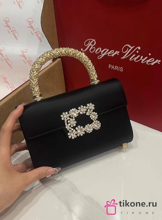 Roger Vivier Jewel Efflorescence Mini Bag in Satin Black - 19x12x6cm - 1