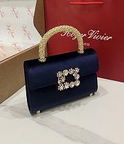 Roger Vivier Jewel Efflorescence Mini Bag in Velvet Navy Blue - 19x12x6cm - 2