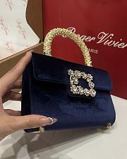 Roger Vivier Jewel Efflorescence Mini Bag in Velvet Navy Blue - 19x12x6cm - 4