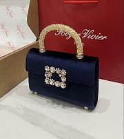 Roger Vivier Jewel Efflorescence Mini Bag in Velvet Navy Blue - 19x12x6cm - 3