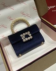 Roger Vivier Jewel Efflorescence Mini Bag in Velvet Navy Blue - 19x12x6cm - 5