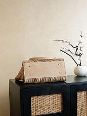 Chanel Large Shopping Bag Braided Straw Suede Calfskin & Gold Tone Metal Beige - 50x30x22cm - 6