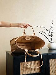 Chanel Large Shopping Bag Braided Straw Suede Calfskin & Gold Tone Metal Beige - 50x30x22cm - 4