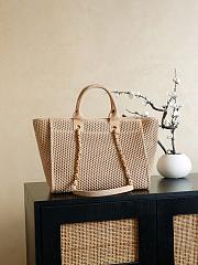 Chanel Large Shopping Bag Braided Straw Suede Calfskin & Gold Tone Metal Beige - 50x30x22cm - 3