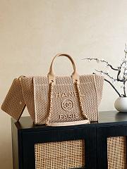 Chanel Large Shopping Bag Braided Straw Suede Calfskin & Gold Tone Metal Beige - 50x30x22cm - 2